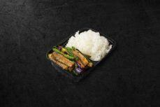 D63 Stir-Fried Eggplant with String Bean (over rice)